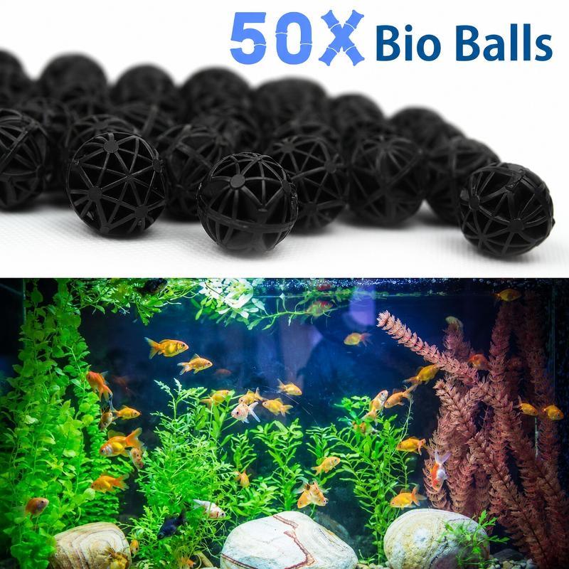 Aquarium Marine Fishes - 50個入り 16mm アクアリウム用バイオフィルターボール 魚タンク・池用ろ過材 生化学的水質浄化フィルター マリンアクセサリーセット