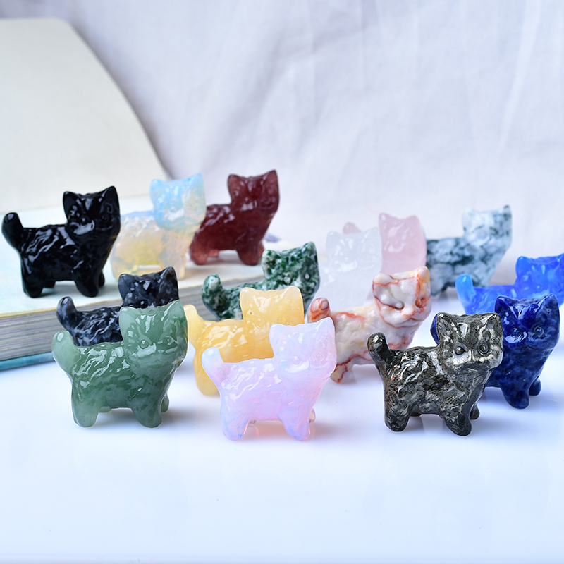 Marine Aquarium Hobby - 子猫の彫刻ピースの装飾、相互に依存した素敵な磁石、クリスタルクリアクォーツポイント、家の装飾、部屋のアクセサリー、ナイフ、1個