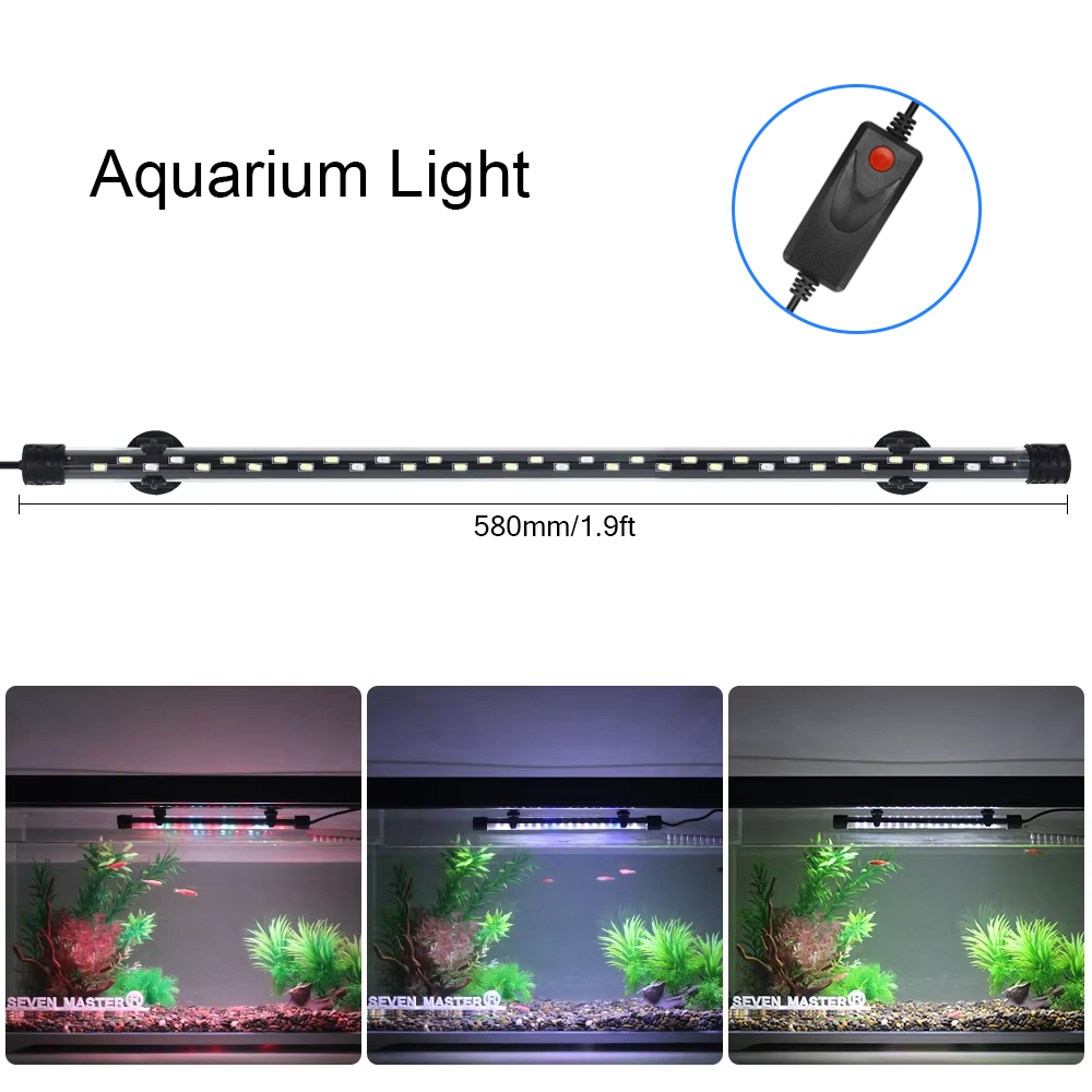 Marine Aquarium Lamp - 防水LED水族館植物成長ランプ,水槽ライト,水中水族館ライト,装飾照明,90-260v,5730チップ,58cm