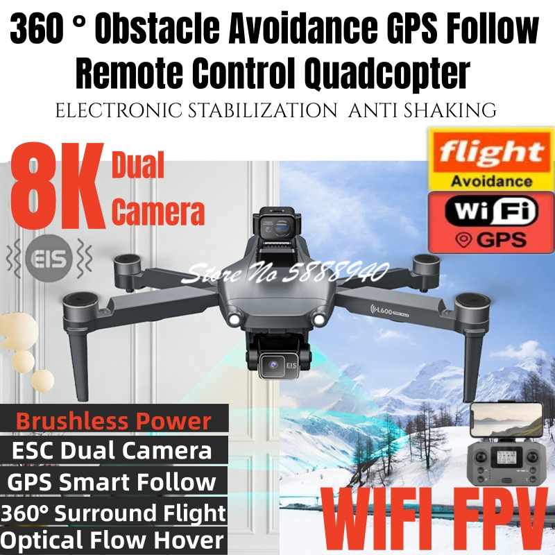 Overflow Box Dual - 360 ° 障害物回避GPSスマートフォローRCドローン8K ESCデュアルカメラオプティカルフローホバーブラシレスリモートコントロールクアッドコプターおもちゃ