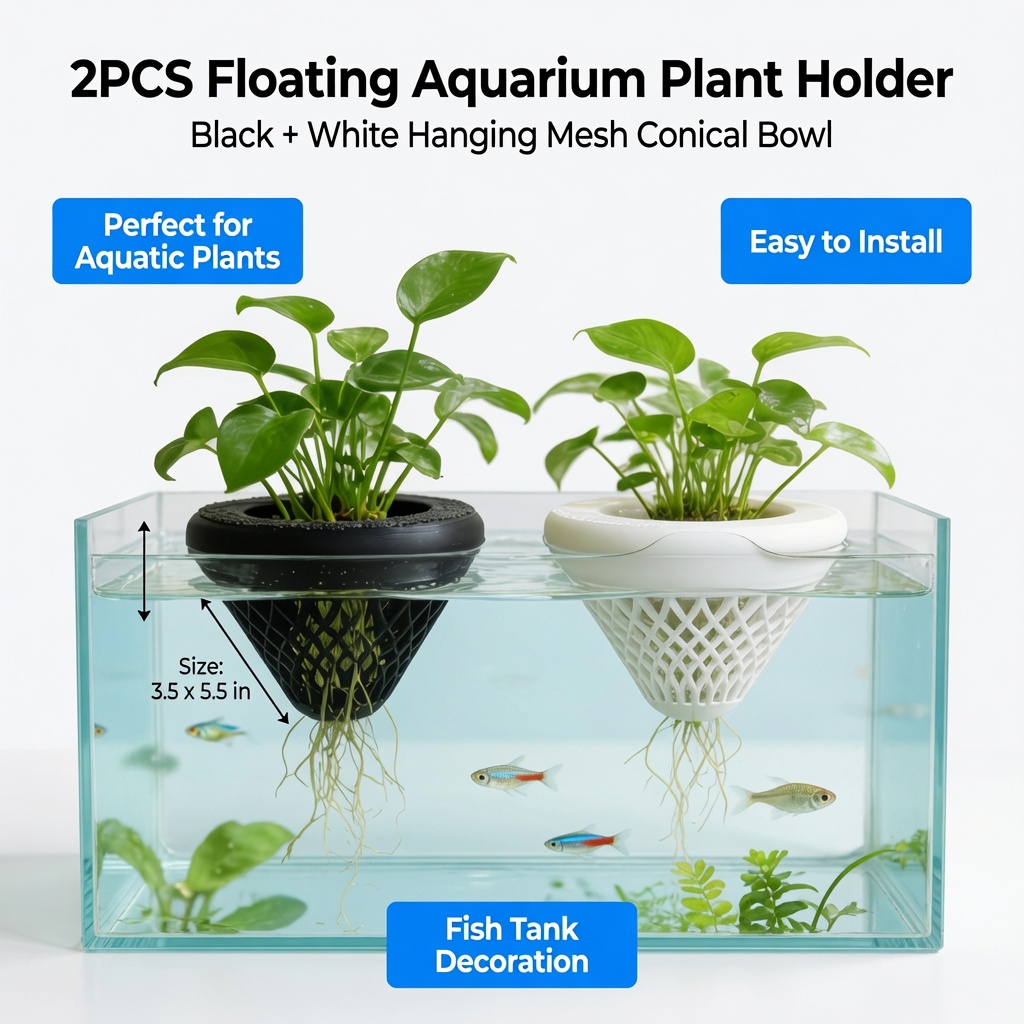 2個入りフローティングアクアリウムプラントホルダー、水槽用吊 - Marine Aquarium Hobby のレビューと価格