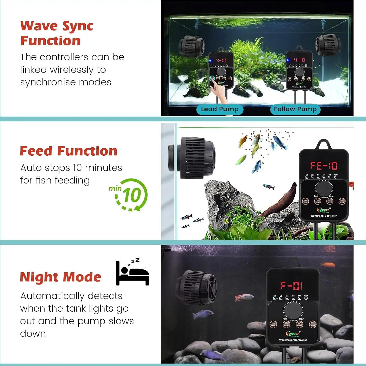 流量調整可能な水槽用ウェーブメーカー 24V DC 静音マグ - Powerhead Wave Maker のレビューと価格
