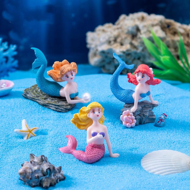 4 個のプラスチック水槽リトルマーメイドオーナメントミニチュ - Marine Aquarium Hobby のレビューと価格