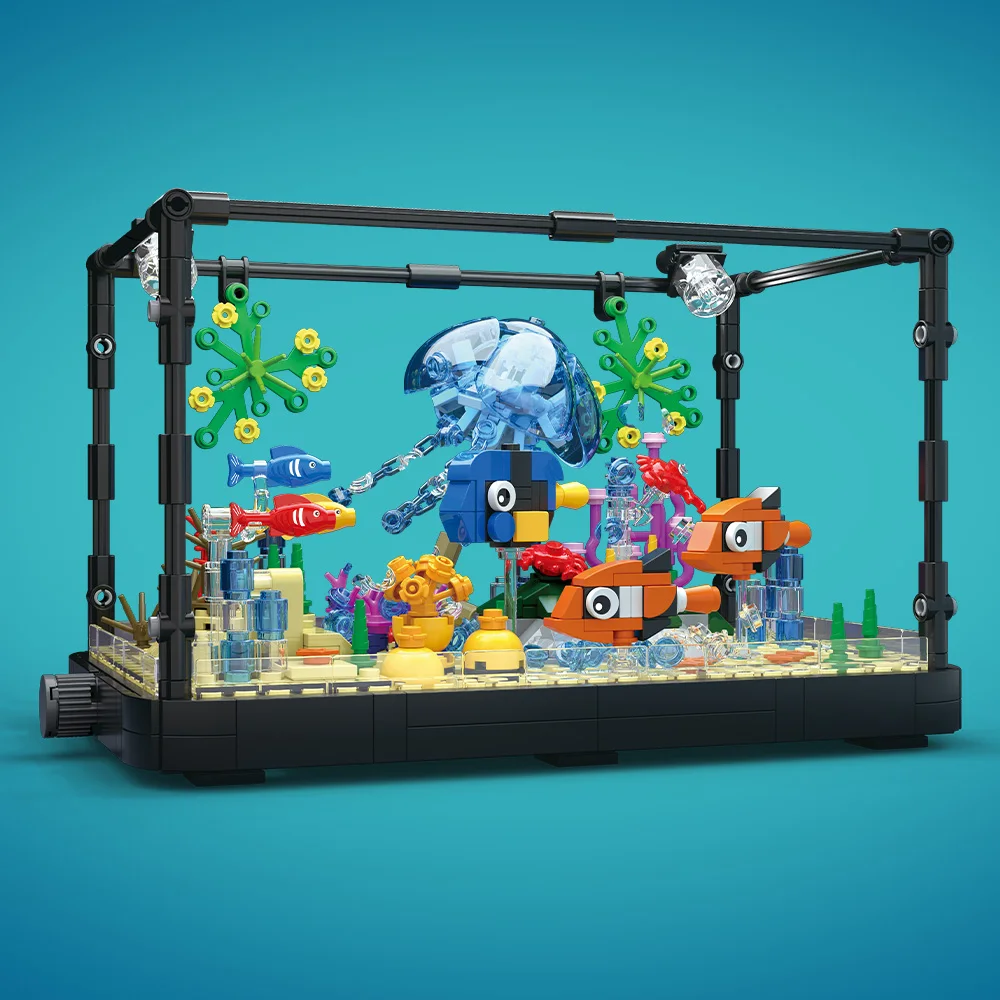 ライト付き水槽ビルディングブロックセット、水槽、海洋カメ、1 - Aquarium Marine Fishes のレビューと価格